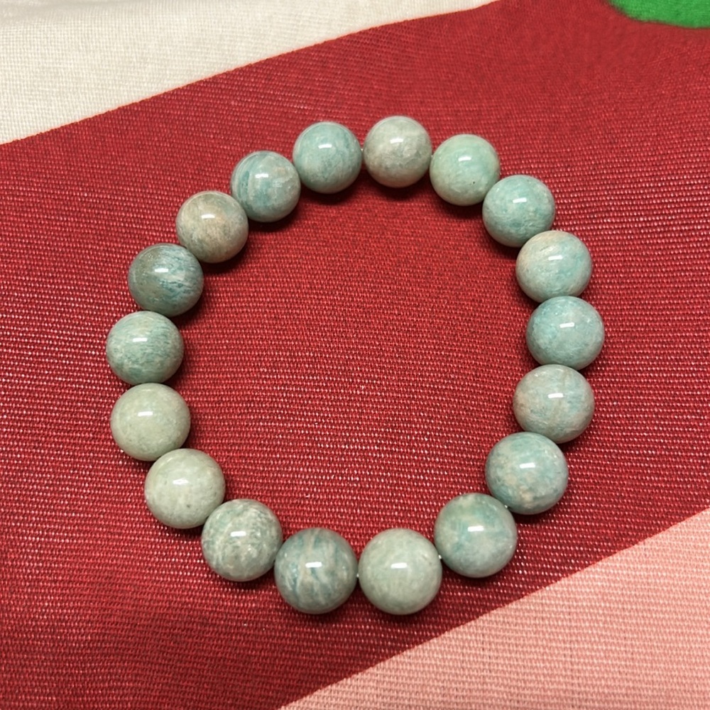 Amazonite Natural Stone 10mm Beads Stretchable Bracelet 7" - Best Gift